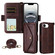 iPhone 16e / 17e Multi-card Slots Crossbody Cowhide Leather Phone Case - Brown