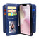iPhone 16e / 17e Multi-Function Wallet 10 Card Slots Leather Phone Case - Dark Blue