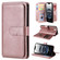 iPhone 16e / 17e Multi-Function Wallet 10 Card Slots Leather Phone Case - Rose Gold