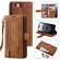 iPhone 16e / 17e Nine Card Zipper Bag Leather Phone Case with Lanyard - Brown