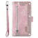 iPhone 16e / 17e Nine Card Zipper Bag Leather Phone Case with Lanyard - Pink