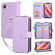 iPhone 16e / 17e Nine-card Slots Zipper Wallet Bag Leather Phone Case - Light Purple
