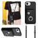 iPhone 16e / 17e Organ Card Bag Ring Holder Phone Case with Long Lanyard - Black