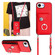 iPhone 16e / 17e Organ Card Bag Ring Holder Phone Case with Long Lanyard - Red