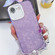 iPhone 16e / 17e Plating Glitter Texture Chain Wristband TPU Phone Case with Lens Film - Purple Shell Pattern