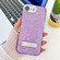 iPhone 16e / 17e Plating Glitter Texture Fold Holder TPU Phone Case with Lens Film - Purple Shell Pattern