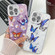 iPhone 16e / 17e Plating Texture Butterfly TPU Phone Case with Glitter Lens Film - Blue Butterflies HU3