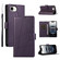 iPhone 16e / 17e PU Genuine Leather Texture Embossed Line Phone Case - Purple