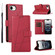 iPhone 16e / 17e PU Genuine Leather Texture Embossed Line Phone Case - Red
