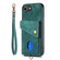 iPhone 16e / 17e Retro Card Wallet Fold Leather Phone Case with Strap - Green