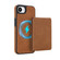 iPhone 16e / 17e Retro Faux Leather Detachable Spring Loaded Card Bag Magnetic RFID Phone Case - Brown