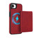 iPhone 16e / 17e Retro Faux Leather Detachable Spring Loaded Card Bag Magnetic RFID Phone Case - Red