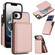 iPhone 16e / 17e Retro Faux Leather Detachable Spring Loaded Card Bag Magnetic RFID Phone Case - Rose Gold