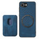 iPhone 16e / 17e Retro Leather Card Bag Magnetic Phone Case - Blue