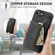 iPhone 16e / 17e Retro Leather Zipper Wallet Back Phone Case - Black