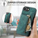 iPhone 16e / 17e Retro Leather Zipper Wallet Back Phone Case - Green