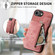 iPhone 16e / 17e Retro Leather Zipper Wallet Back Phone Case - Pink