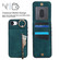 iPhone 16e / 17e Retro Ring and Zipper RFID Card Slot Phone Case - Blue
