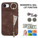 iPhone 16e / 17e Retro Ring and Zipper RFID Card Slot Phone Case - Brown