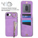 iPhone 16e / 17e Retro Ring and Zipper RFID Card Slot Phone Case - Purple