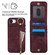 iPhone 16e / 17e Retro Ring and Zipper RFID Card Slot Phone Case - Wine Red