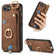 iPhone 16e / 17e Retro Skin-feel Ring Card Bag Phone Case with Hang Loop - Brown