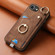 iPhone 16e / 17e Retro Skin-feel Ring Card Bag Phone Case with Hang Loop - Brown