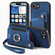 iPhone 16e / 17e Retro Skin-feel Ring Multi-card Wallet Phone Case - Blue