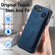 iPhone 16e / 17e Retro Wristband Holder Leather Back Phone Case - Blue