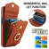 iPhone 16e / 17e Rhombic Texture Card Bag Phone Case with Long Lanyard - Brown