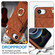 iPhone 16e / 17e Rhombic Texture Card Bag Phone Case with Long Lanyard - Brown