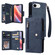 iPhone 16e / 17e Rivet Buckle 9 Cards Three Fold Leather Phone Case - Blue