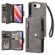 iPhone 16e / 17e Rivet Buckle 9 Cards Three Fold Leather Phone Case - Grey