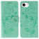 iPhone 16e / 17e Rose Butterfly Embossed Leather Phone Case - Green