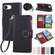 iPhone 16e / 17e Round Buckle Zipper Wallet Leather Phone Case with Crossbody Strap - Black