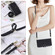 iPhone 16e / 17e Round Buckle Zipper Wallet Leather Phone Case with Crossbody Strap - Black
