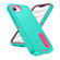 iPhone 16e / 17e Rugged PC + Silicone Phone Case with Holder - Light Green+Rose Red