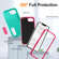 iPhone 16e / 17e Rugged PC + Silicone Phone Case with Holder - Light Green+Rose Red