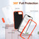 iPhone 16e / 17e Rugged PC + Silicone Phone Case with Holder - Transparent+Orange