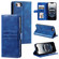 iPhone 16e / 17e Simple 6-Card Wallet Leather Phone Case - Blue
