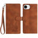 iPhone 16e / 17e Skin Feel Embossed Feather Leather Phone Case - Brown
