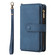 iPhone 16e / 17e Skin Feel Multi Card Slots Zipper Wallet Leather Phone Case - Blue