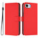 iPhone 16e / 17e Skin Feel Solid Color Leather Phone Case with Lanyard - Red