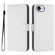 iPhone 16e / 17e Skin Feel Solid Color Leather Phone Case with Lanyard - White