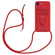 iPhone 16e / 17e Sliding Camshield Magnetic Card Holder Silicone Phone Case with Lanyard - Red