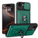 iPhone 16e / 17e Sliding Camshield TPU+PC Phone Case with Card Slot - Dark Green