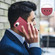 iPhone 16e / 17e Solid Color Calfskin Texture RFID Vegan Leather Phone Case - Red