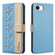 iPhone 16e / 17e Splicing Color Hollow Flower Pattern RFID Leather Phone Case - Baby Blue