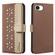 iPhone 16e / 17e Splicing Color Hollow Flower Pattern RFID Leather Phone Case - Brown