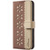 iPhone 16e / 17e Splicing Color Hollow Flower Pattern RFID Leather Phone Case - Brown